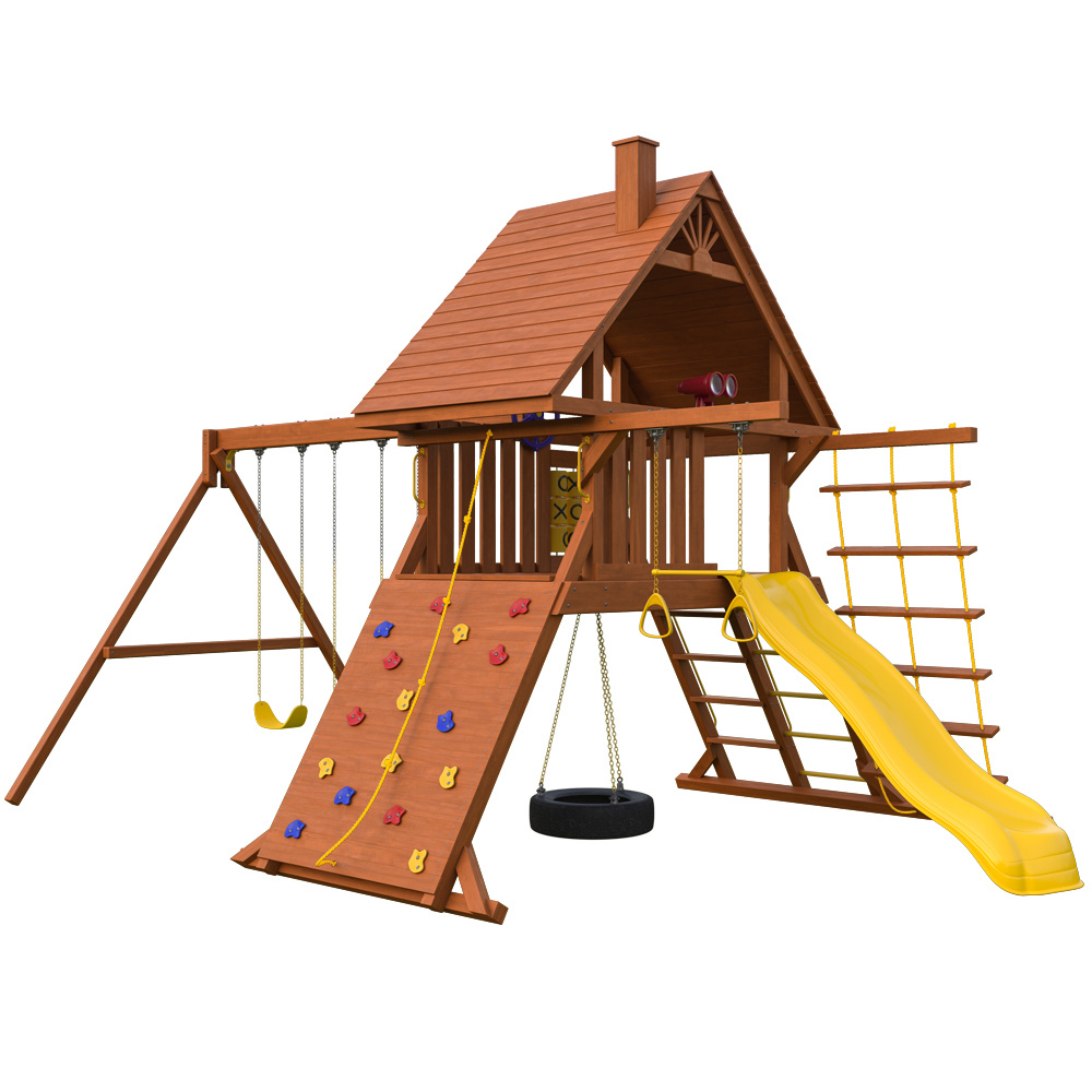 New Sunrise Зарница с деревянной крышей из каталога детских игровых комплексов  в Волгограде по цене 213500 ₽