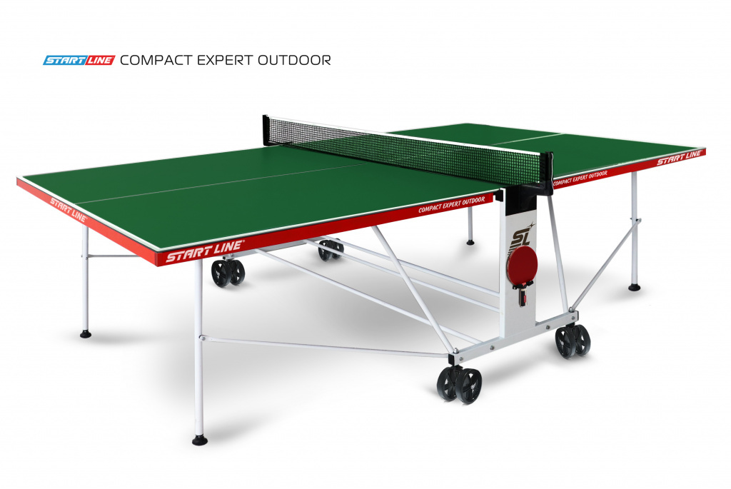 Start Line Compact EXPERT Outdoor 4 Зелёный из каталога влагостойких теннисных столов в Волгограде по цене 44590 ₽