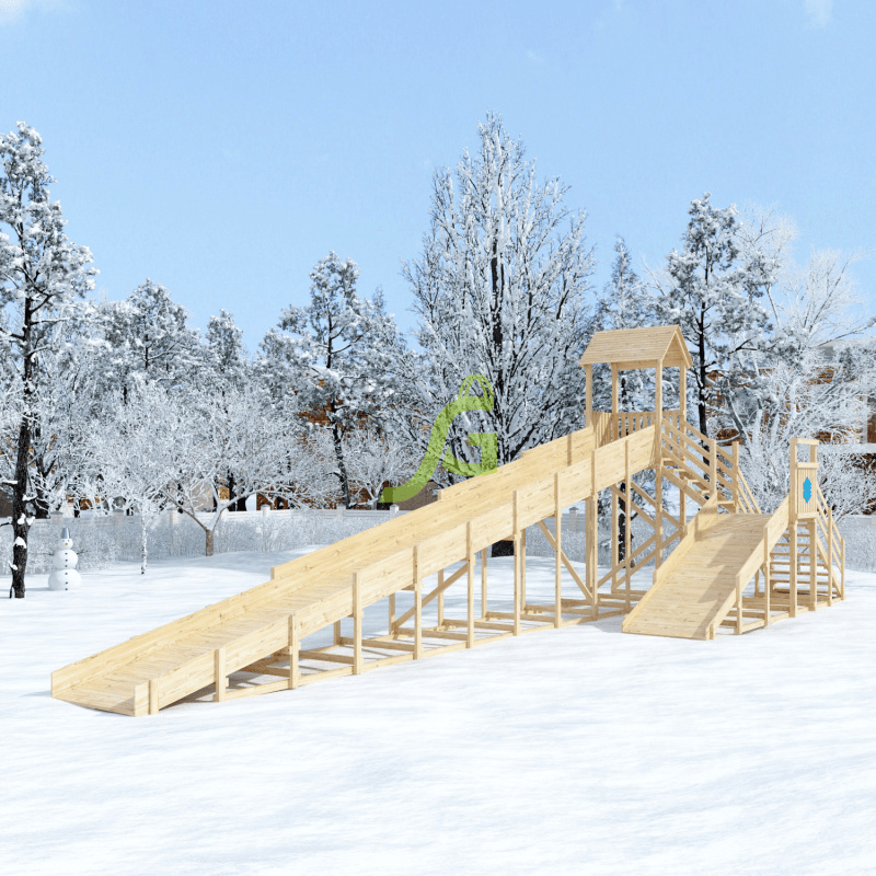 IgraGrad ’’Snow Fox 12 м’’ с двумя скатами, без окраски из каталога зимних деревянных горок в Волгограде по цене 304200 ₽