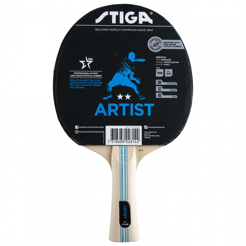 2-Star Artist WRB в Волгограде по цене 2298 ₽ в категории ракетки для настольного тенниса Stiga