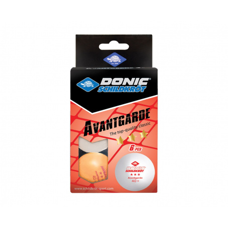 Мяч для настольного тенниса Donic AVANTGARDE 3* 40+, 6 штук, белый + оранжевый