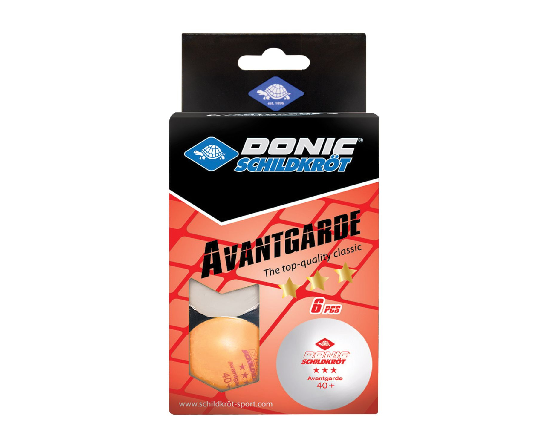 Donic AVANTGARDE 3* 40+, 6 штук, белый + оранжевый из каталога мячей для настольного тенниса в Волгограде по цене 490 ₽
