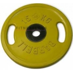 MB Barbell евро-классик с ручками желтый - 50 мм - 15 кг из каталога дисков для штанги с посадочным диаметром 50 мм. в Волгограде по цене 14226 ₽