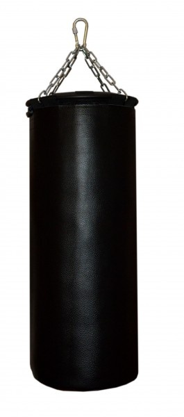 Подвесной боксерский мешок и груша Рокки 140х40 см. 65 кг. кожа черный